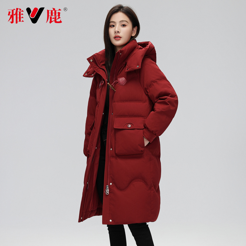 雅鹿长款羽绒服女款2024年新款时尚休闲韩版宽松加厚保暖