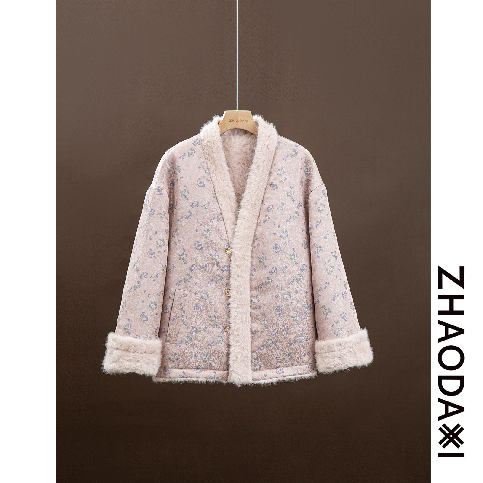 【赵大喜】祥云.环保皮草 | 仿水貂/拼提花 双面穿 中式东方美学