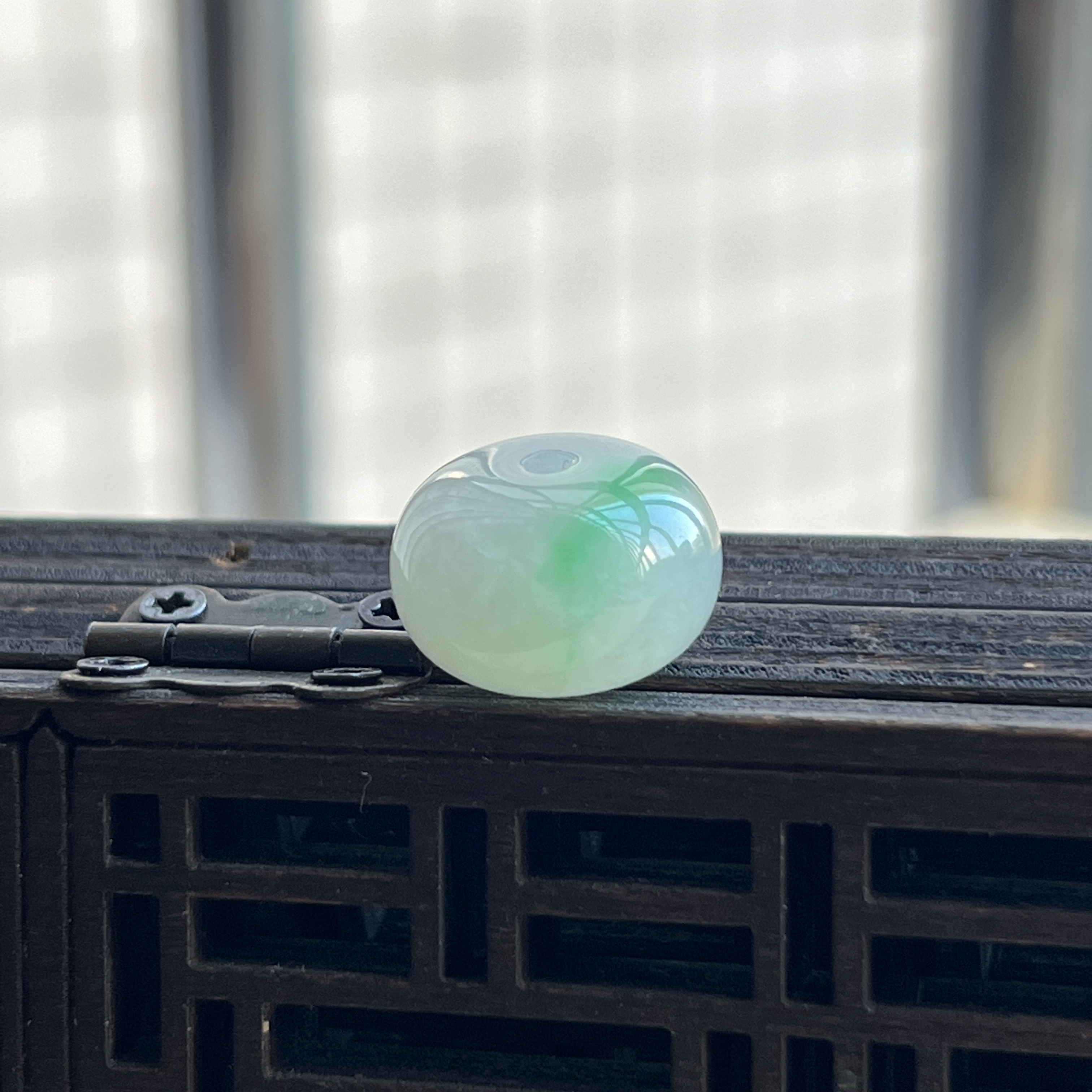 14.7×9.7飘阳绿平安扣精美转运珠鼓珠吊坠天然缅甸A货翡翠路路通