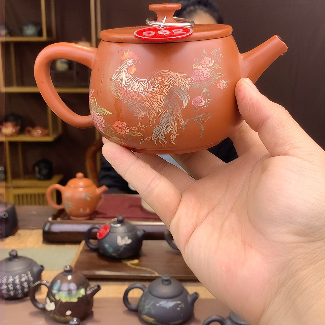 壶建水紫陶彩填复烧茶壶062