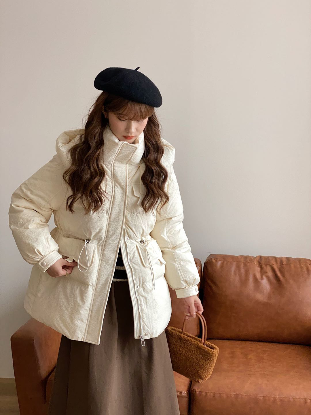 时尚女款冬季保暖上衣（中长收腰）