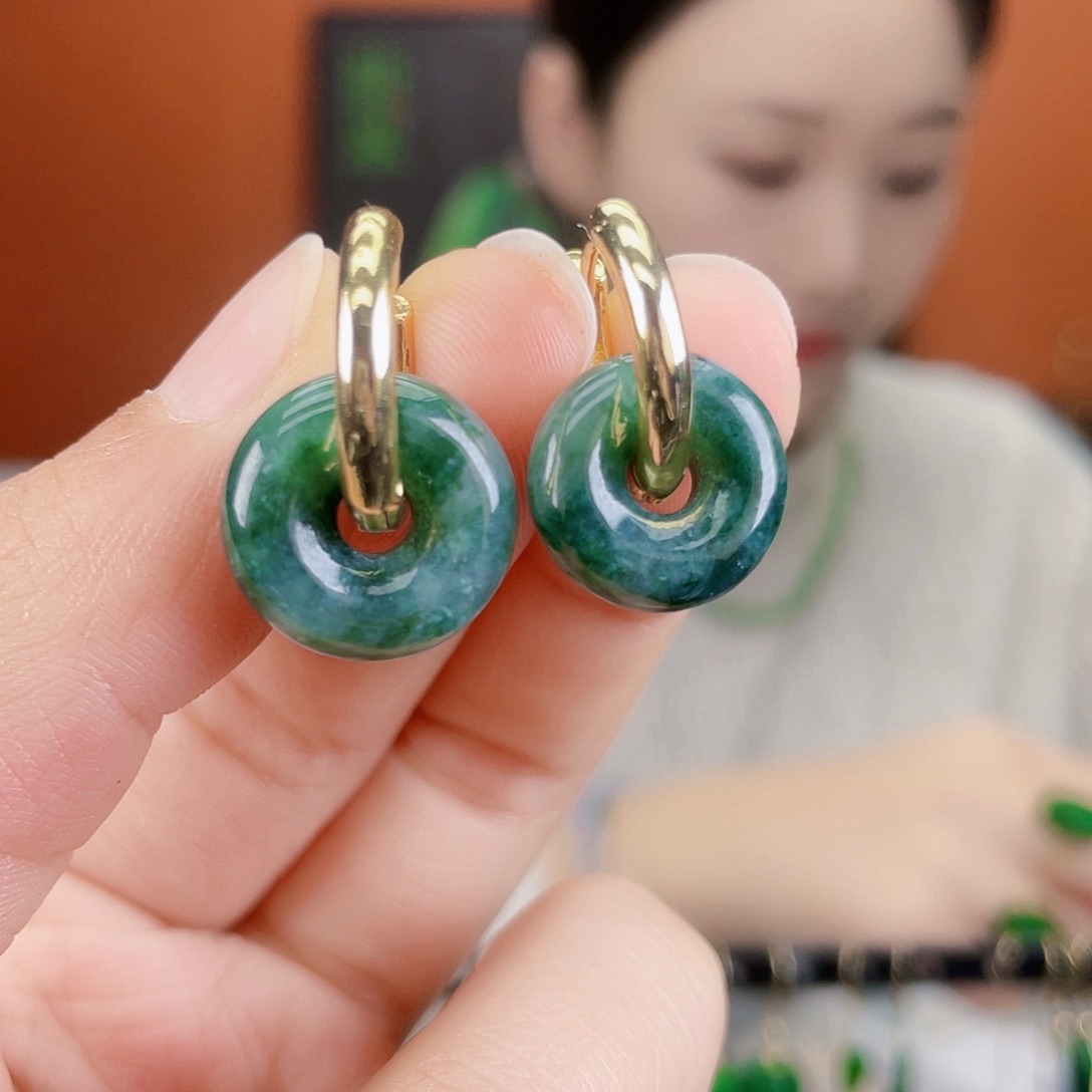 翡翠未镶嵌耳饰饰品