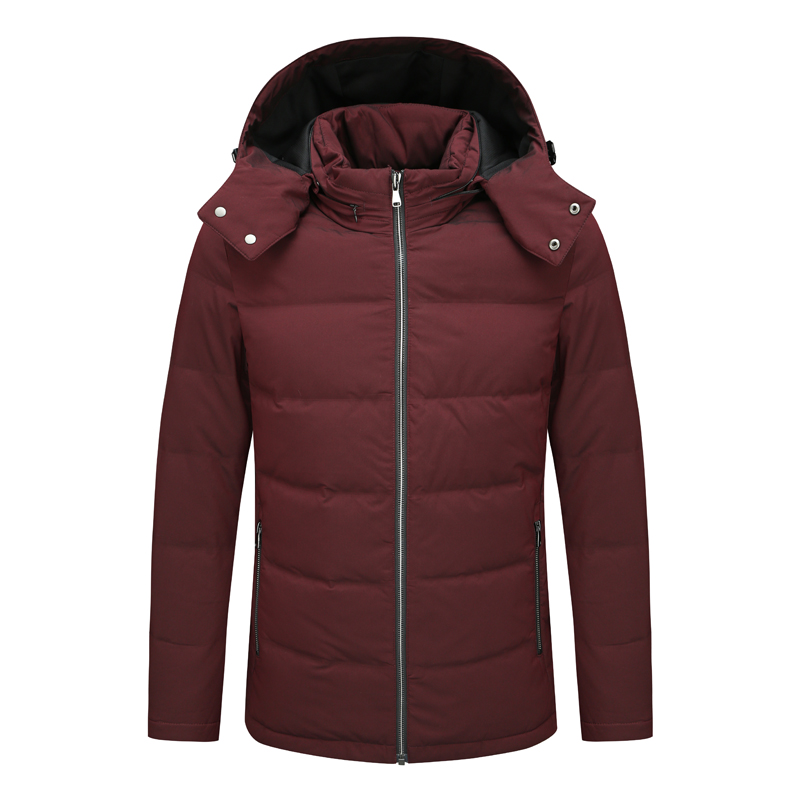 Y1620路易冬季男式羽绒服 白鸭绒商务休闲保暖防风外套 暗红色