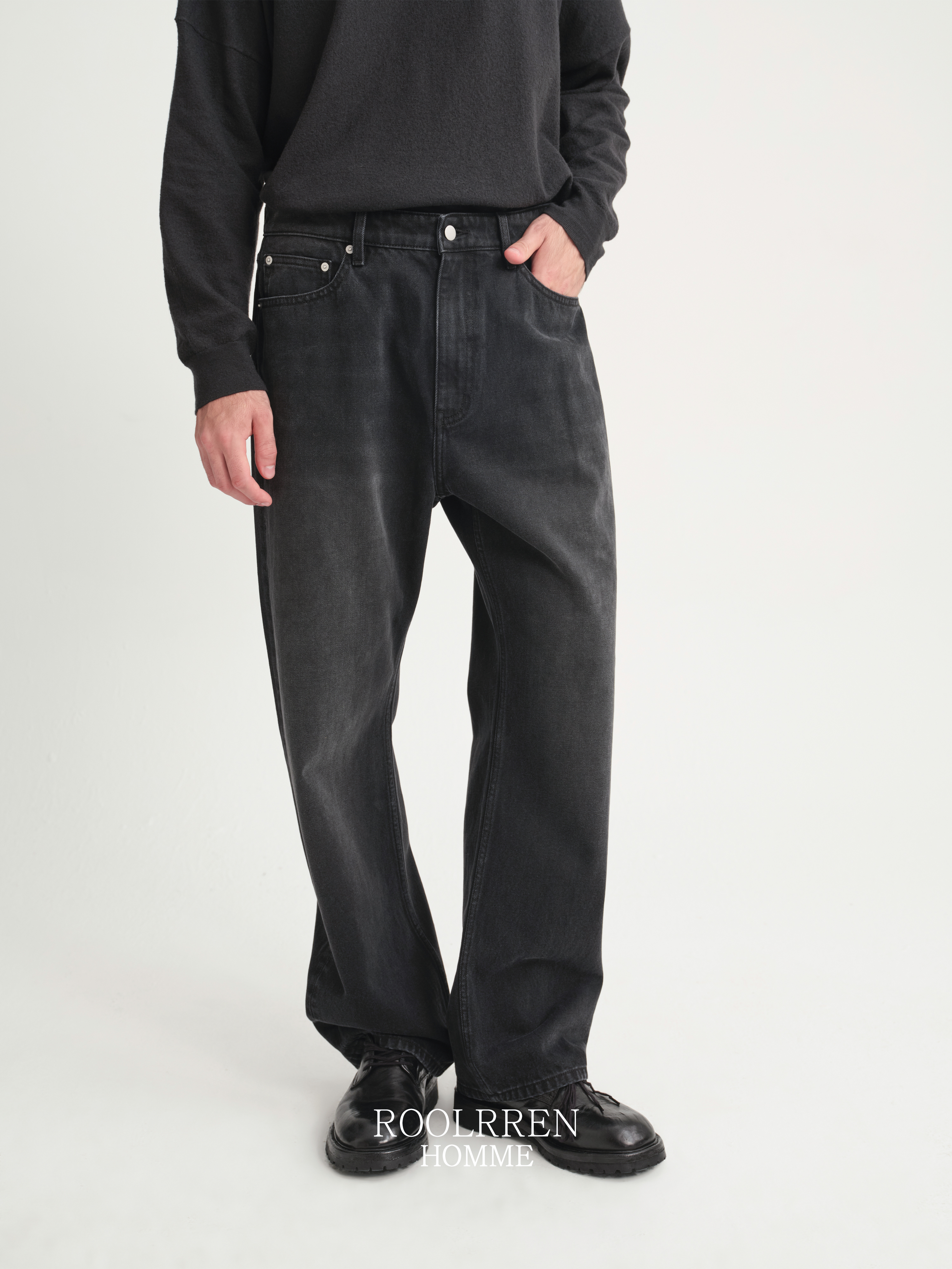 ROOLRREN土耳其进口全棉牛仔布酵素洗【通勤神裤】百搭直筒牛仔裤