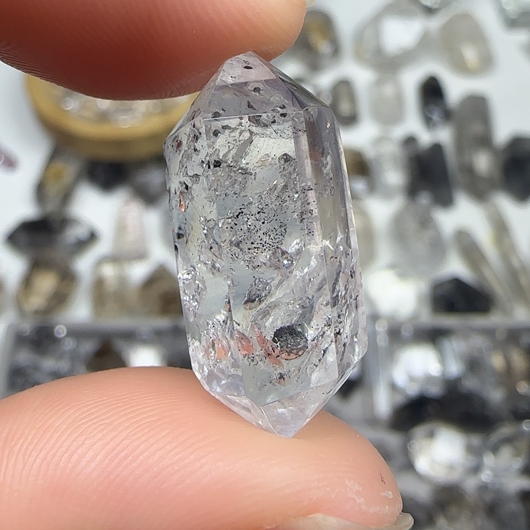 水晶珠宝半成品未镶嵌大水胆骸骨闪灵双尖随形