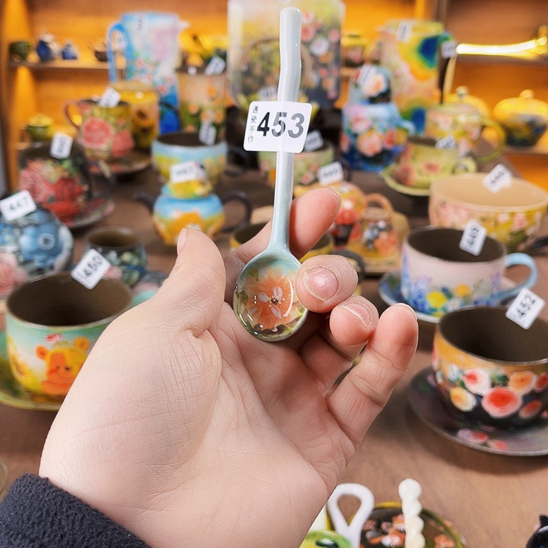 杯纯纯油画风瓢羹
