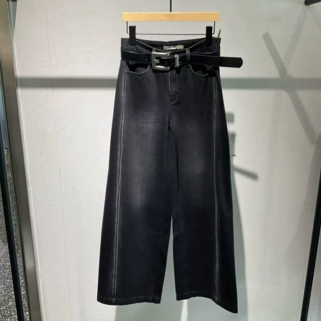 【娜可】女装经典百搭2025冬黑灰色牛仔裤