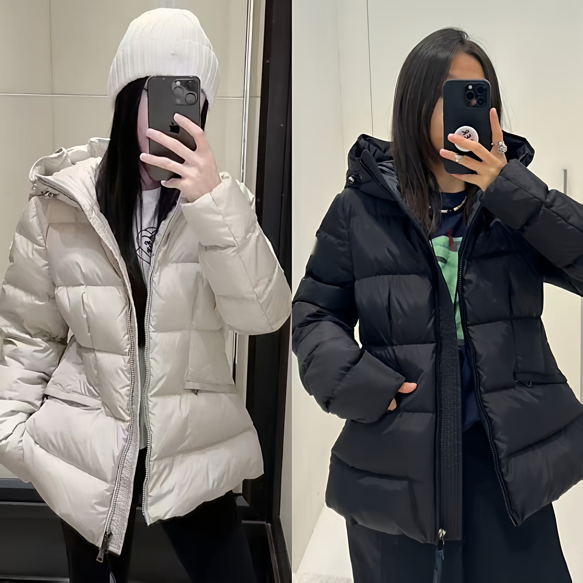 蒙口联名2025新款秋羽绒服女短款avoce收腰显瘦连帽m家白鹅绒修身