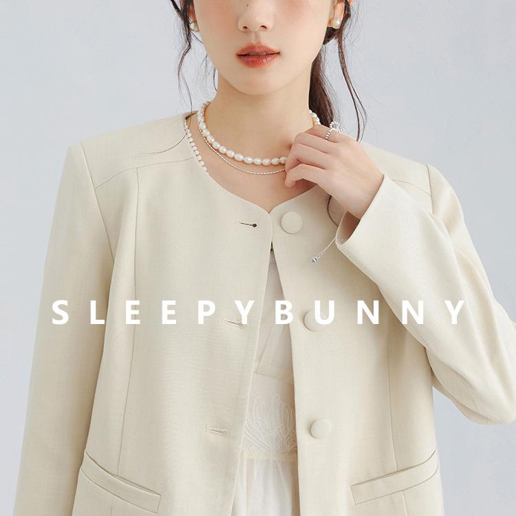 W瞌睡兔【清苍】小香风圆领正肩气质外套女秋显瘦短西服上衣245231