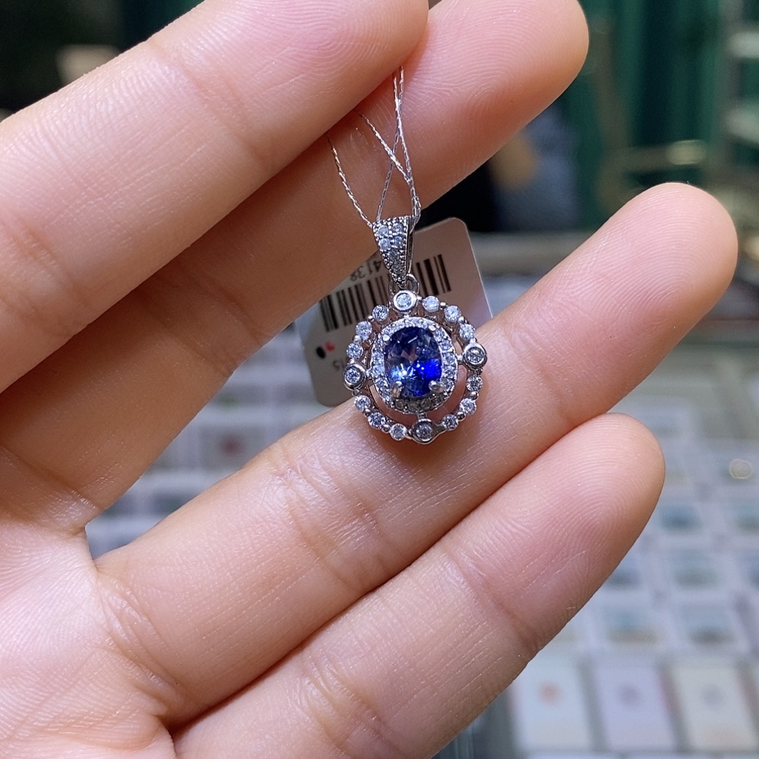 吊坠(赠链)银S925镶嵌蓝宝石天然蓝宝石