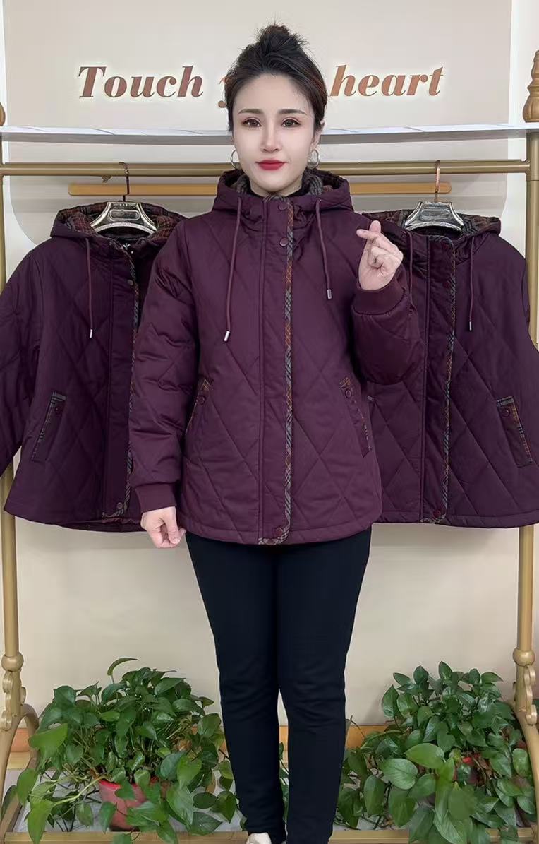 拼格边压格连帽拉链开衫棉服精品爆款时尚潮款新款高端品质中高端