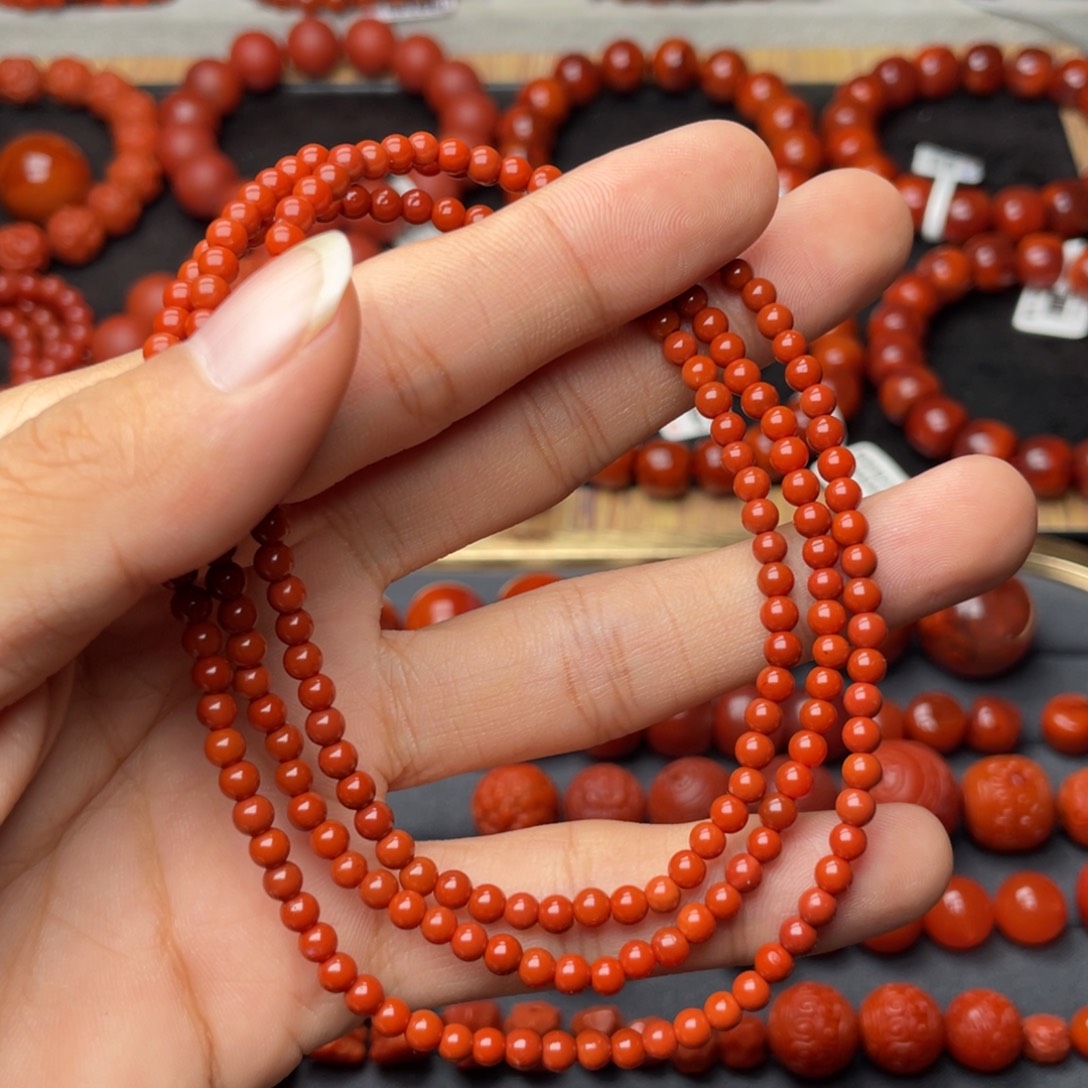 南红玛瑙未镶嵌手串H4mm顶品满色满肉偏锦红长链