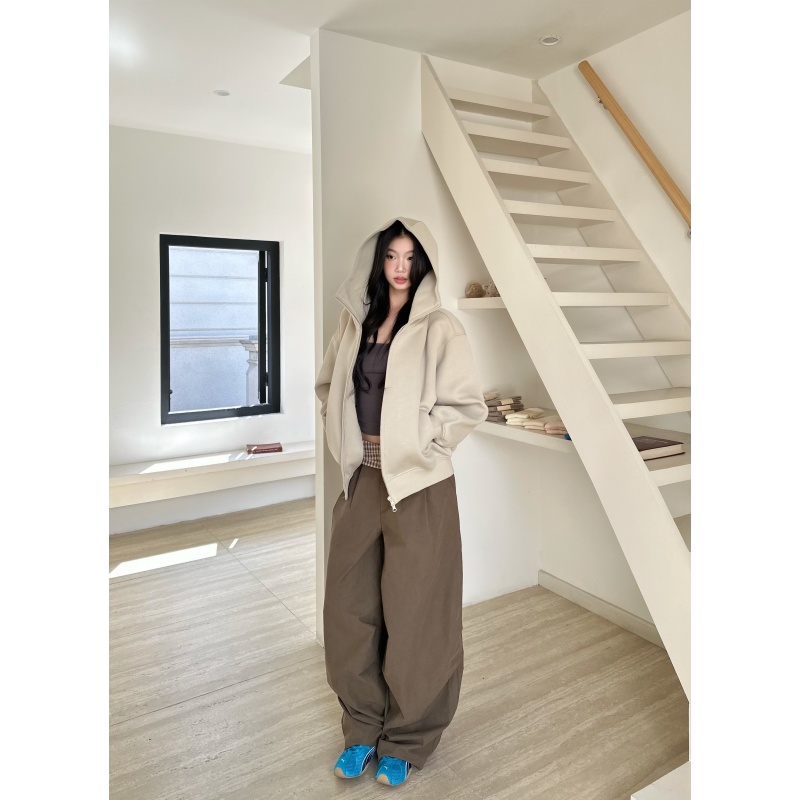 withmin凉皮 辣妹宽松连帽百搭休闲秋季显瘦卫衣外套2524148现货