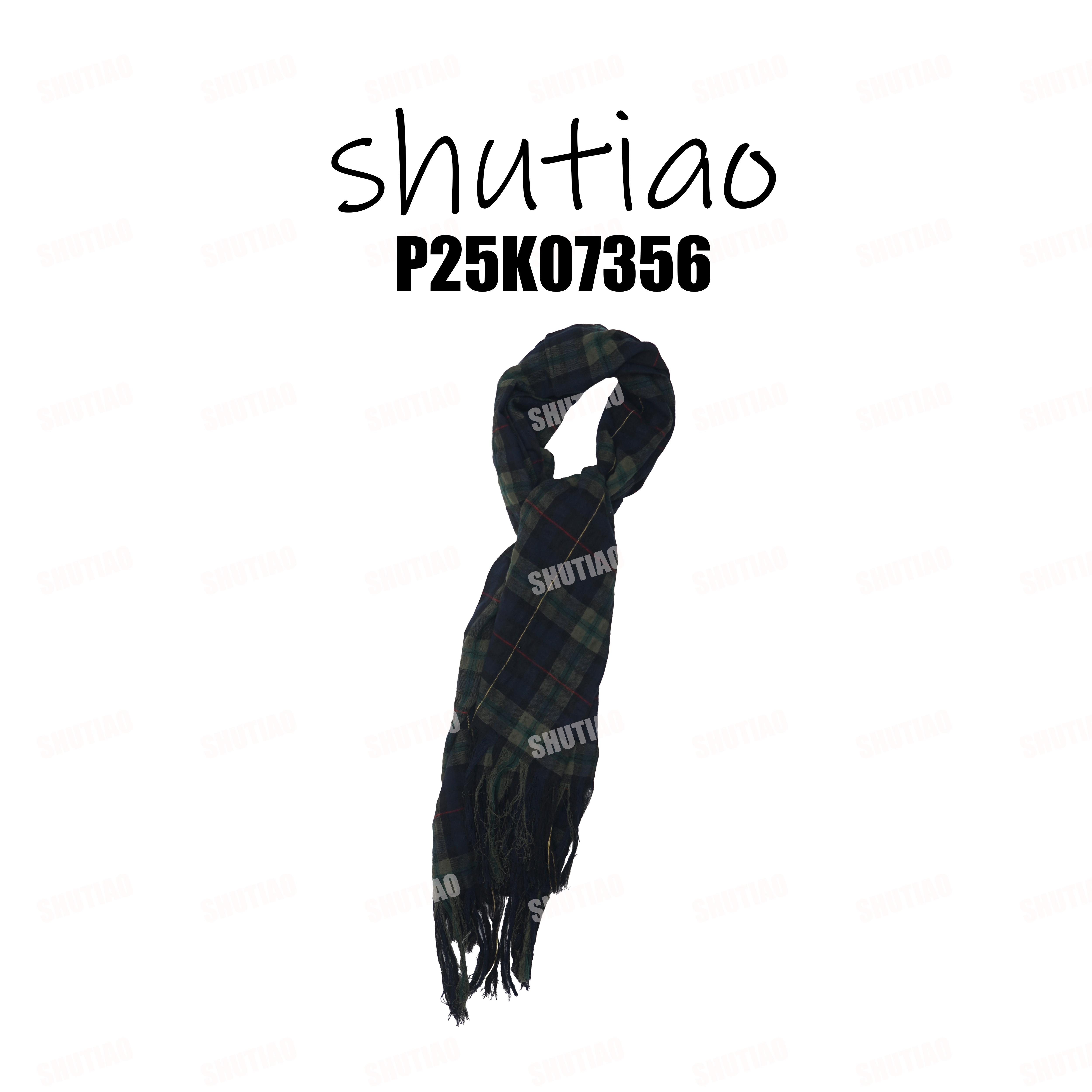 【SHUTIAO】2025冬季：进口羊毛50%  棉50%法式设计款围巾P25K07356