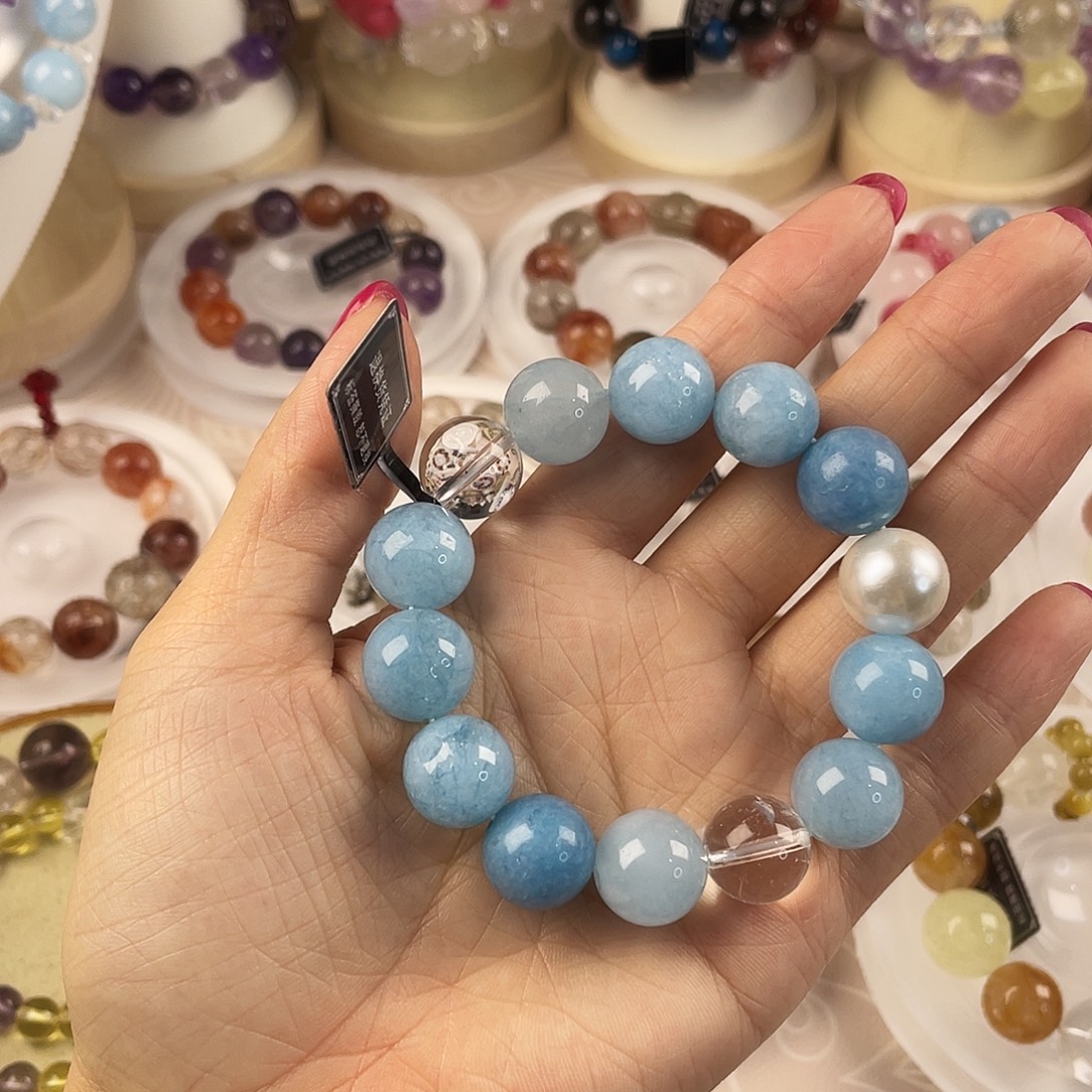 银S925镶嵌手链烟晶