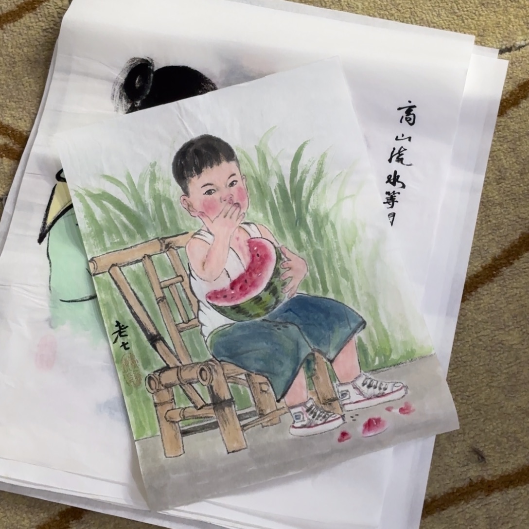 金***草国画人物小品6张艺