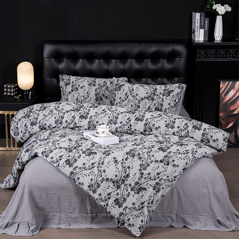 【冬被-墨枝花境-灰-200 】复古美学浮雕织花高端寝具