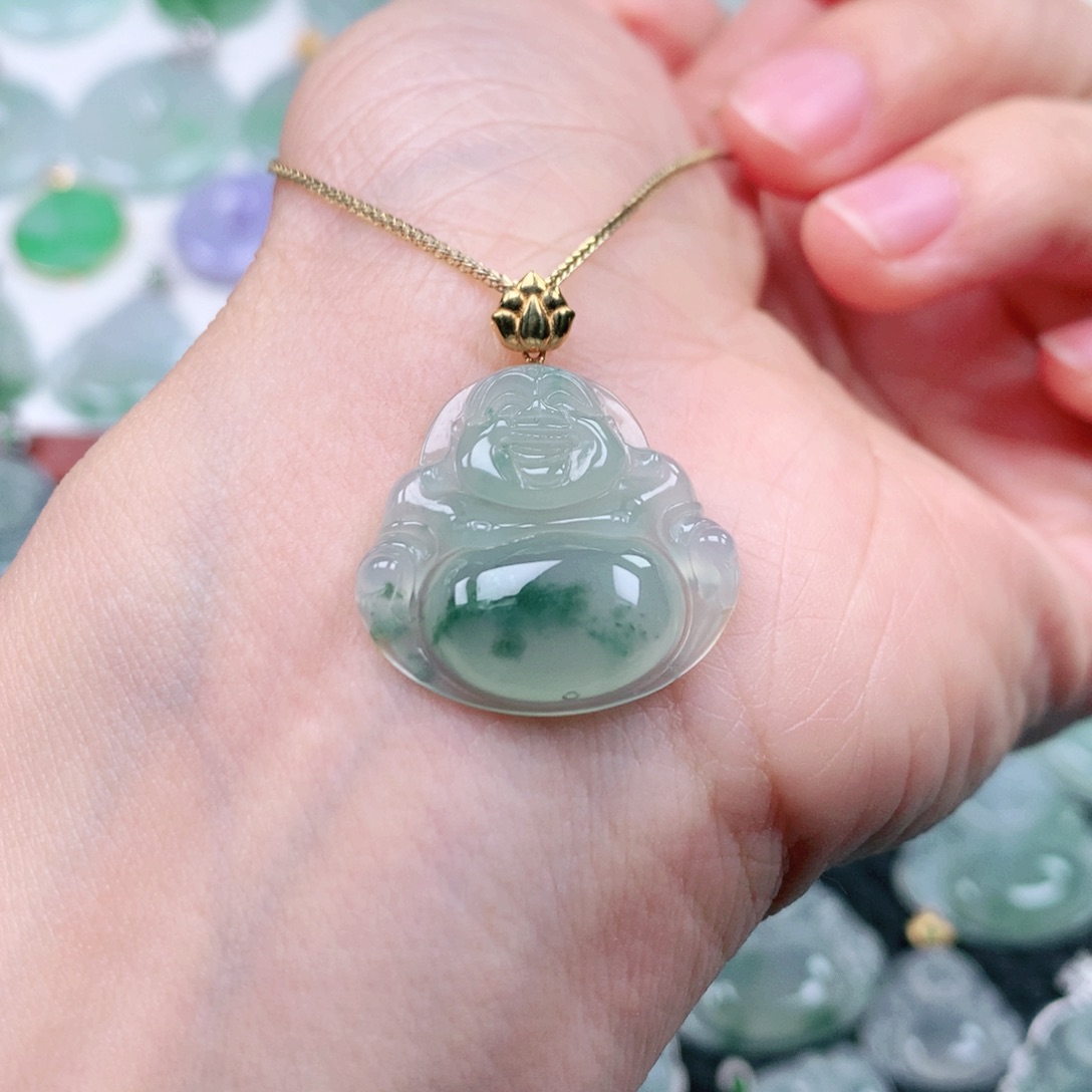 翡翠18K金镶嵌吊坠(不含链)L*