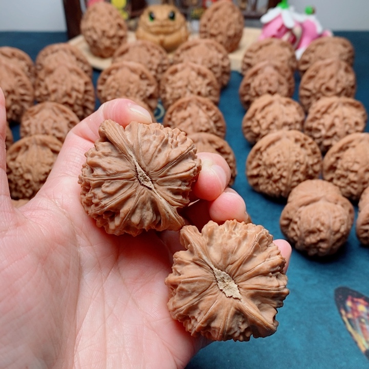 暖***3把件文玩核桃白狮子44