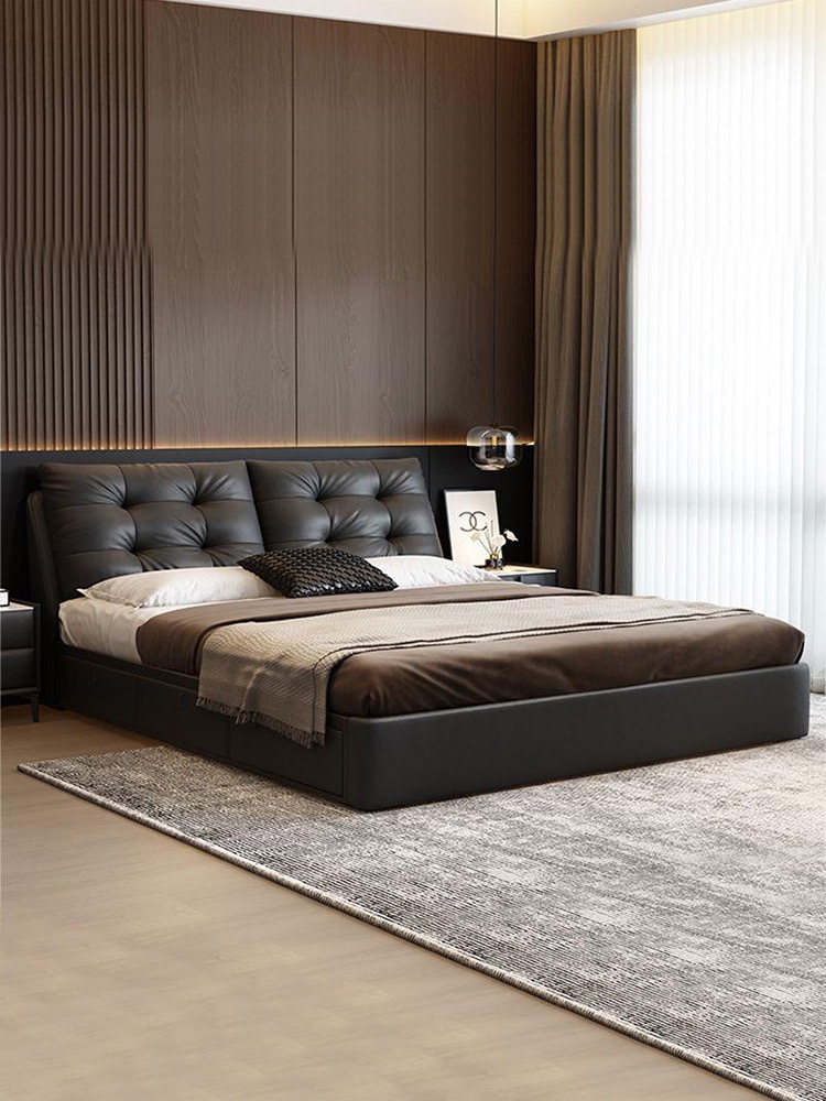 【全青皮云朵】 头层牛皮半青皮主卧软包大床