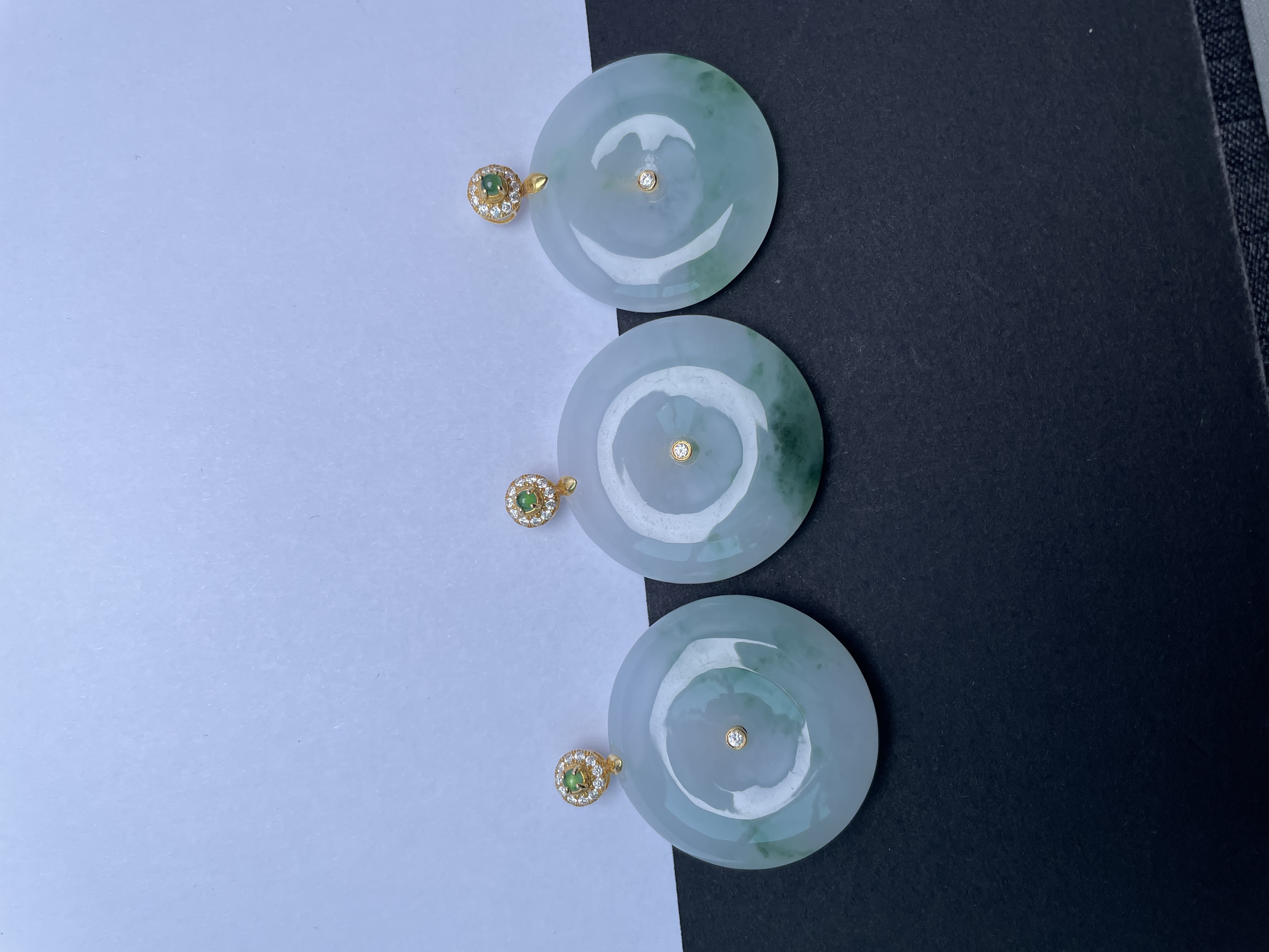 刘思懿年终清货天然翡平安扣18K金扣头吊坠@多样性发一件@Y742