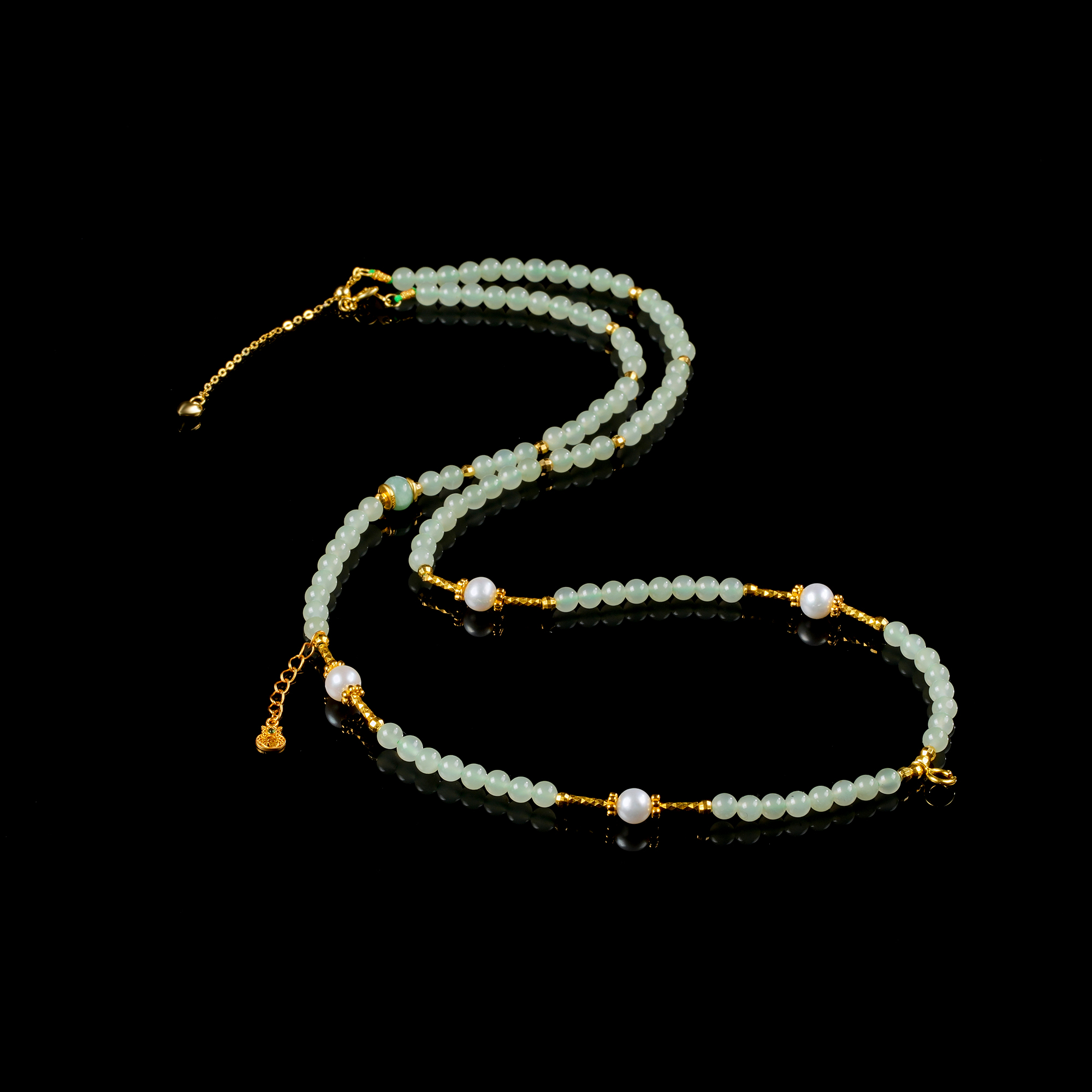 星星 | 和田玉晴水珠链子项链带珍珠可搭配自家吊坠多样性发一