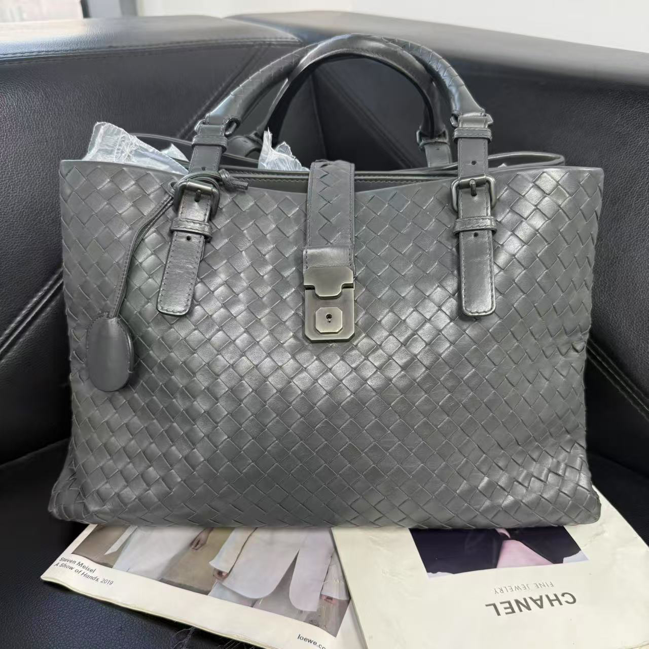 95新 BOTTEGA VENETA/葆蝶家 捐金沉珠/大号罗马包编织