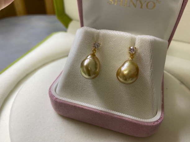 鎏金巴洛克耳坠金珠