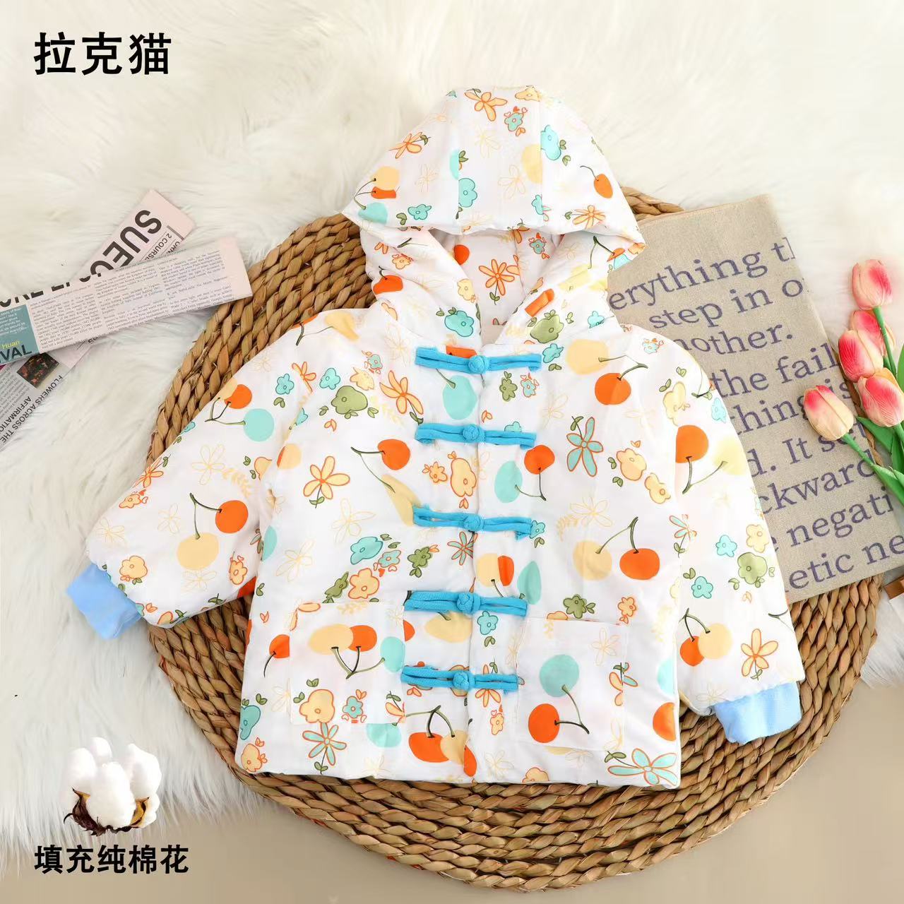 男女童纯棉花外穿连帽棉袄新款棉服棉衣外套加厚拜年服