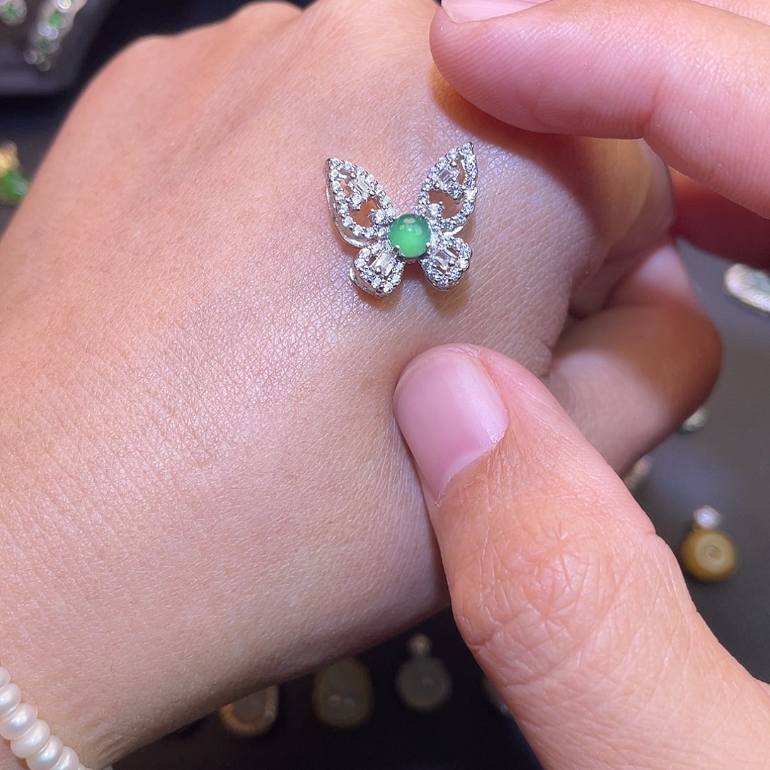 翡翠银S925镶嵌吊坠(不含链)