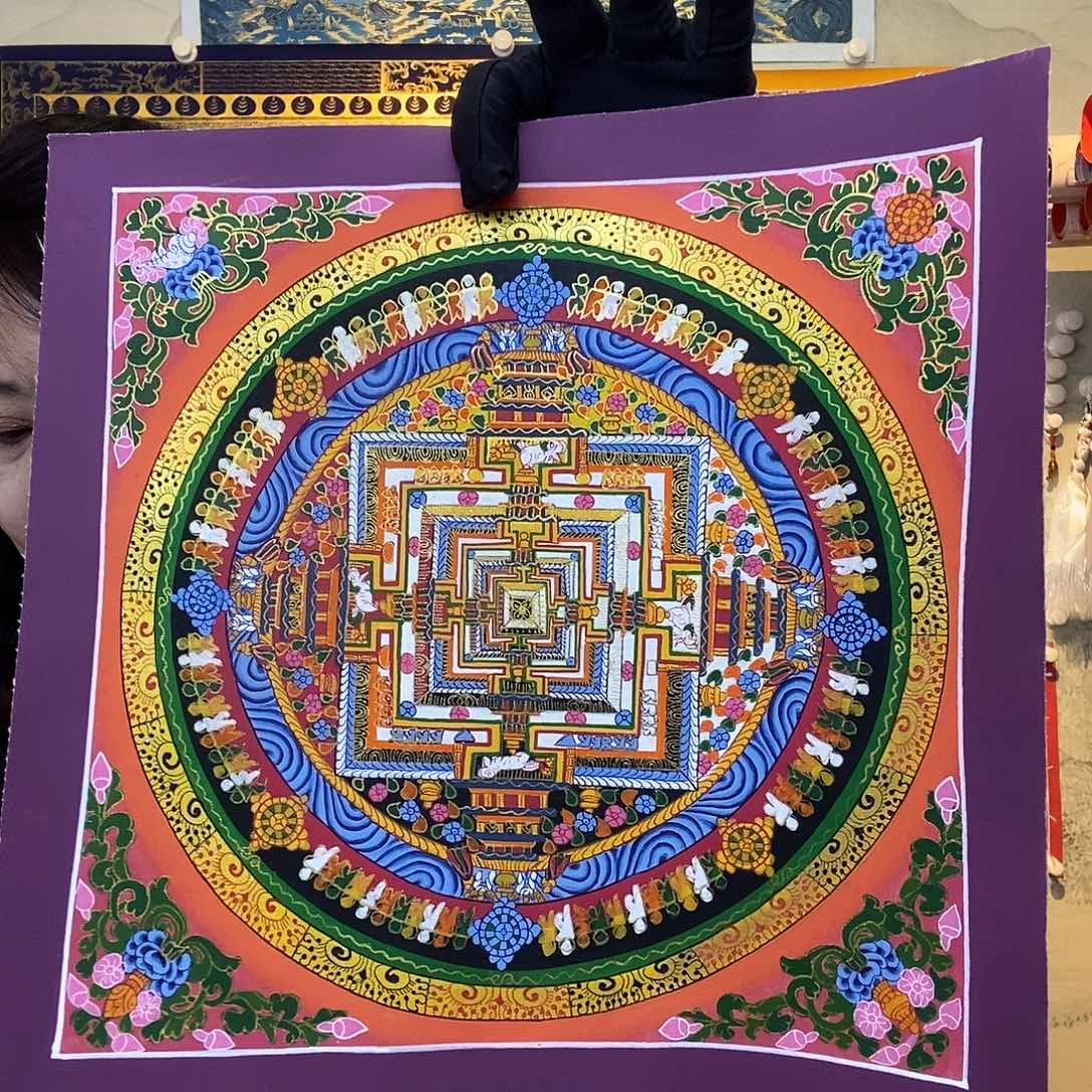 卷轴画纯手绘坛城唐卡27厘米左右