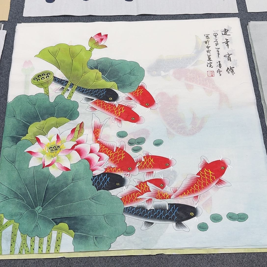 国画尺寸70X70手绘作品