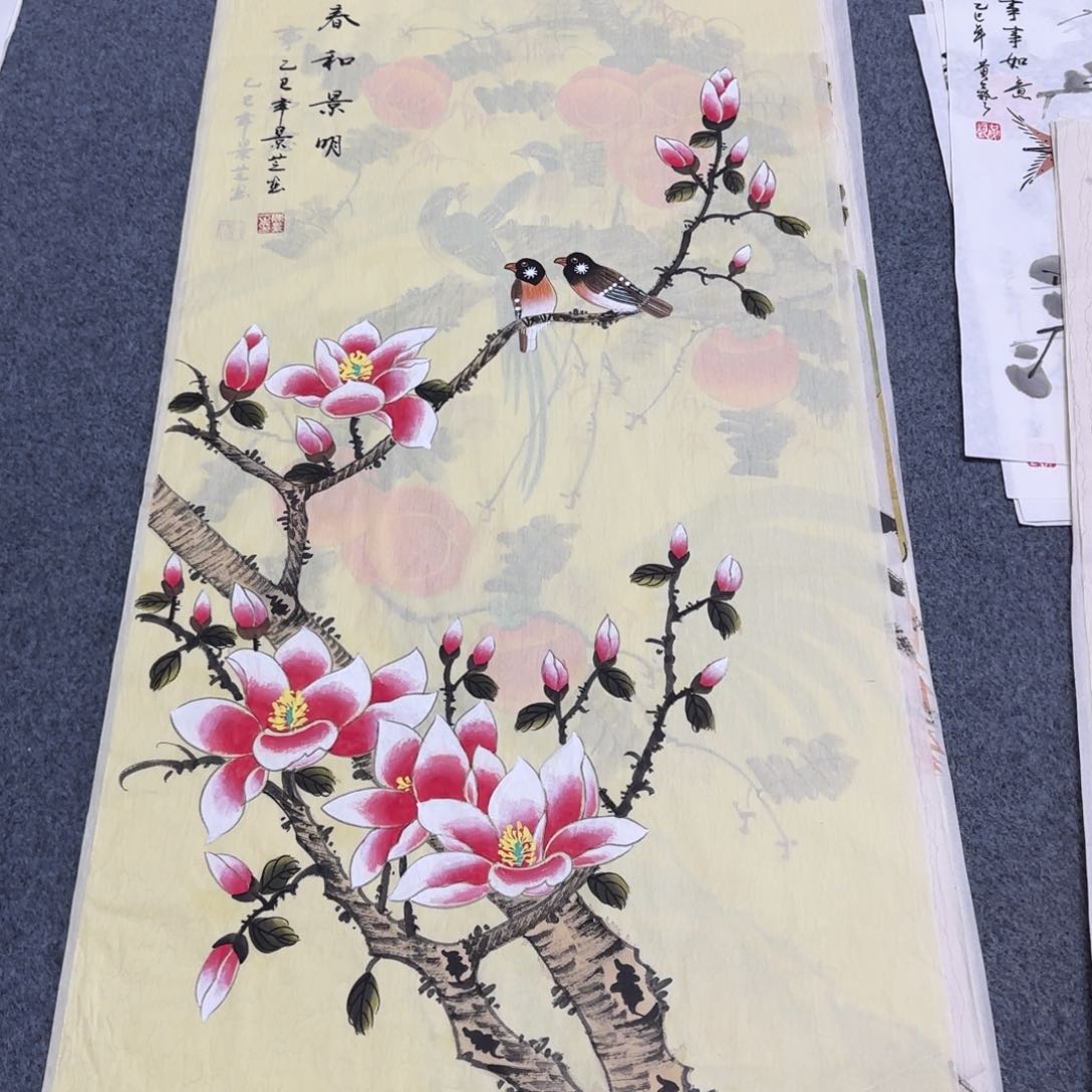 国画尺寸50X100手绘作品 