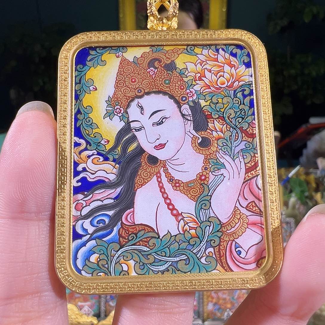 吊坠白度母热贡纯手绘唐卡