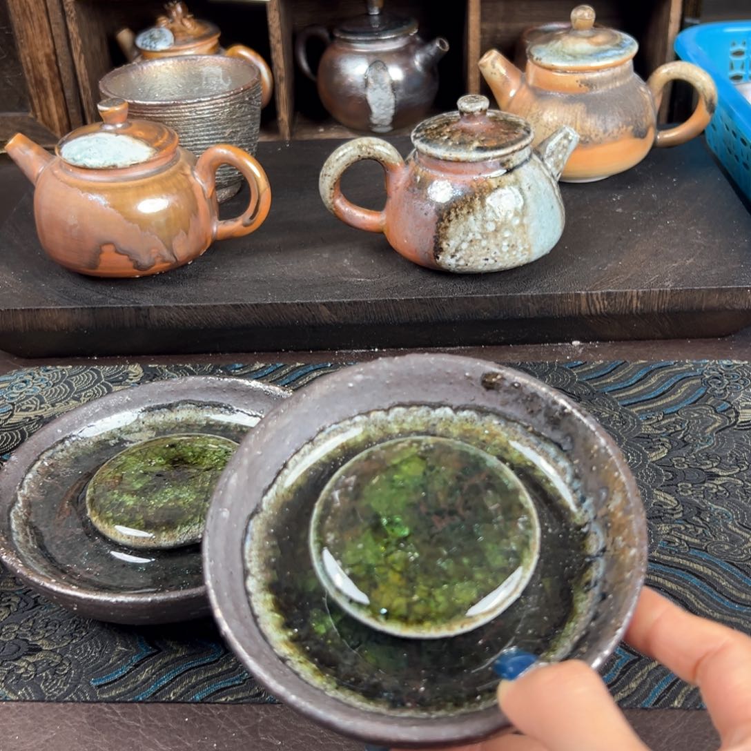 杯柴烧茶器铁胎壶承