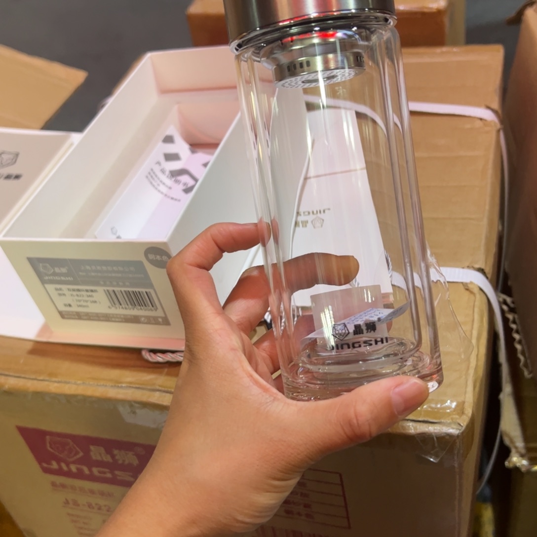 晶双层玻璃杯340玻璃杯提环本色玻璃杯