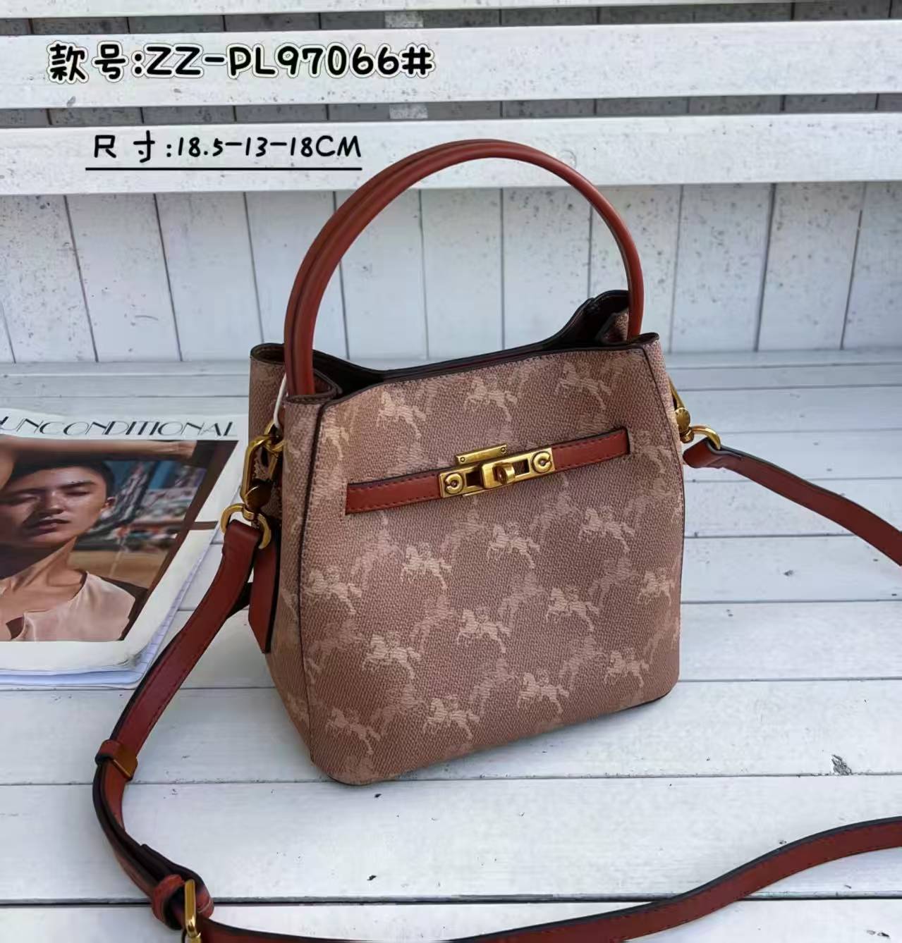 亚格斯保罗小众轻奢定制款单肩手提斜挎凯莉水桶包（ZZ-PL97066）