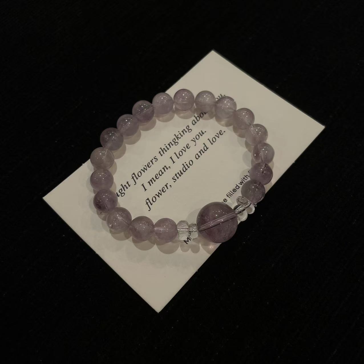  「YIMIMI」天然水晶 8-14mm紫兔毛手链x2608 多样性发货