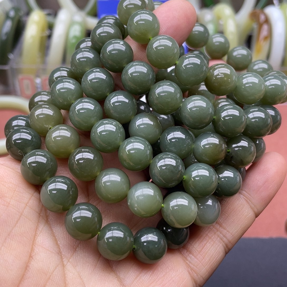 和田玉未镶嵌手链卡12拍一发一