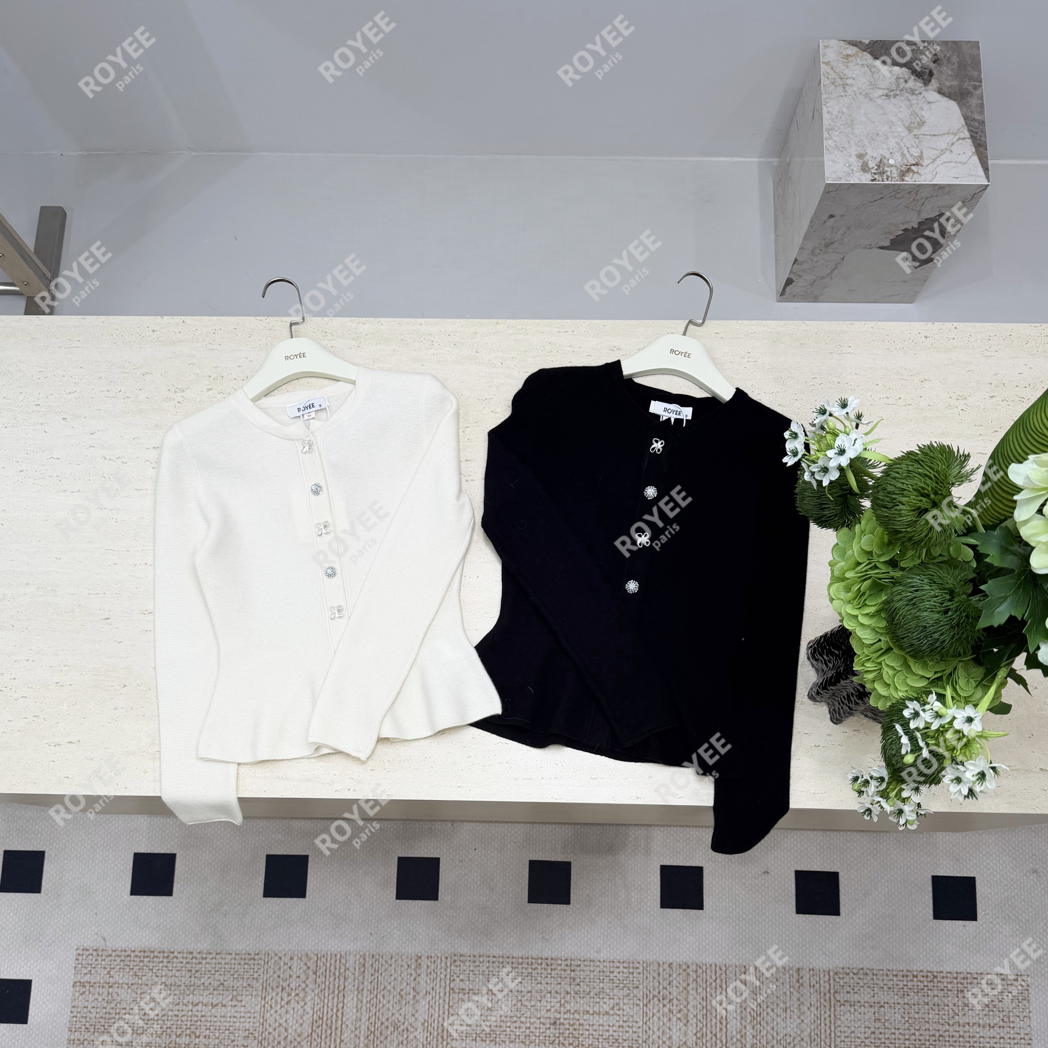 【寻梦鱼尾】甜美温柔精致收腰修身针织开衫上衣女RY1825