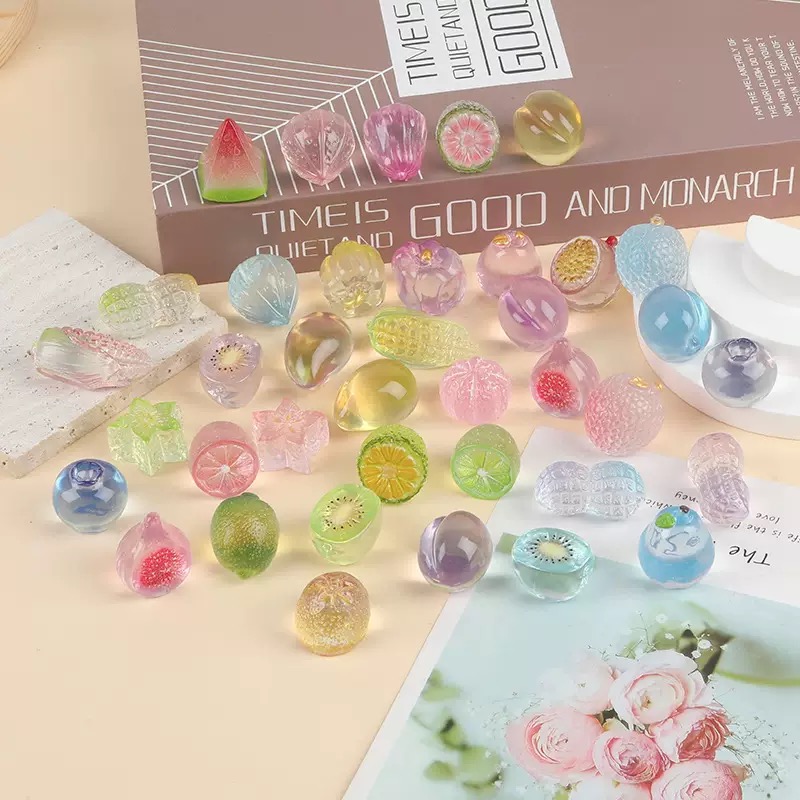 【高透半切水果】盲袋对对碰树脂高透半切大水果夏季微景观DIY