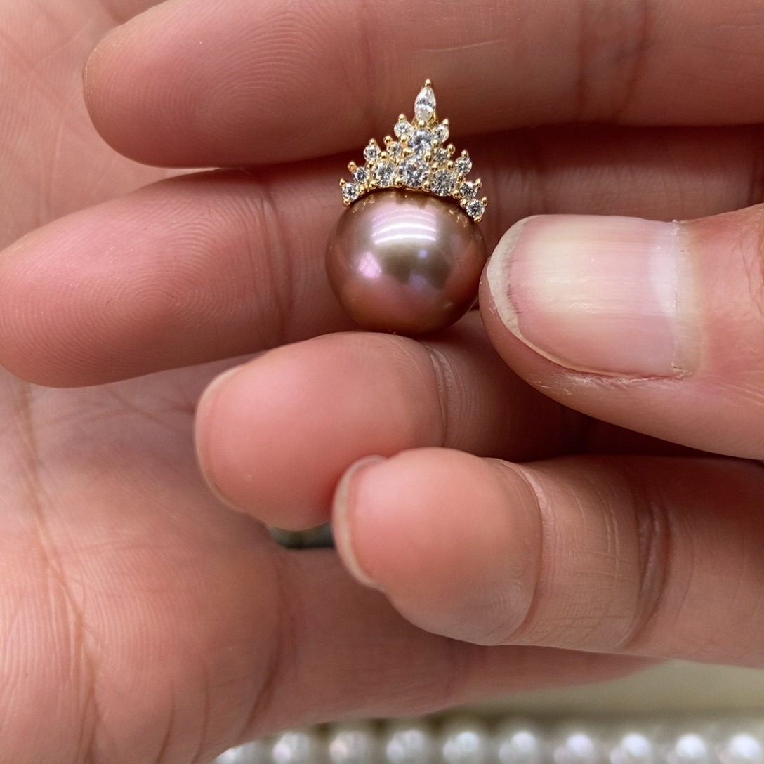 淡水珍珠吊坠(不含链)银S925镶嵌