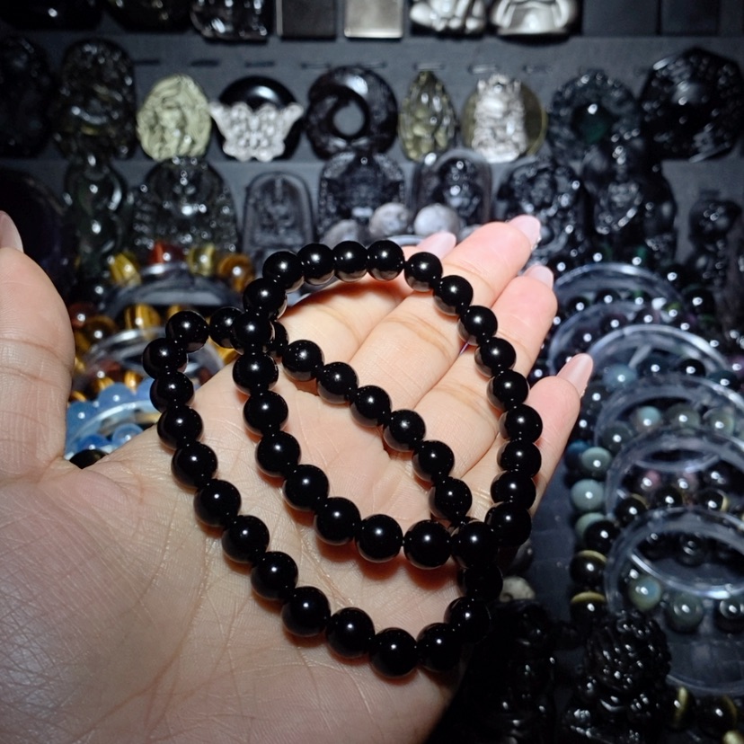 【闪购商品】黑曜岩手串未镶嵌鱼***洋