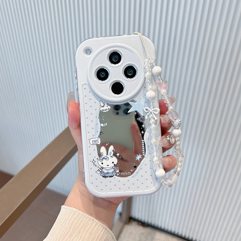 镜面波点兔子适用苹果手机壳华为荣耀vivox300小米opporeno15防摔