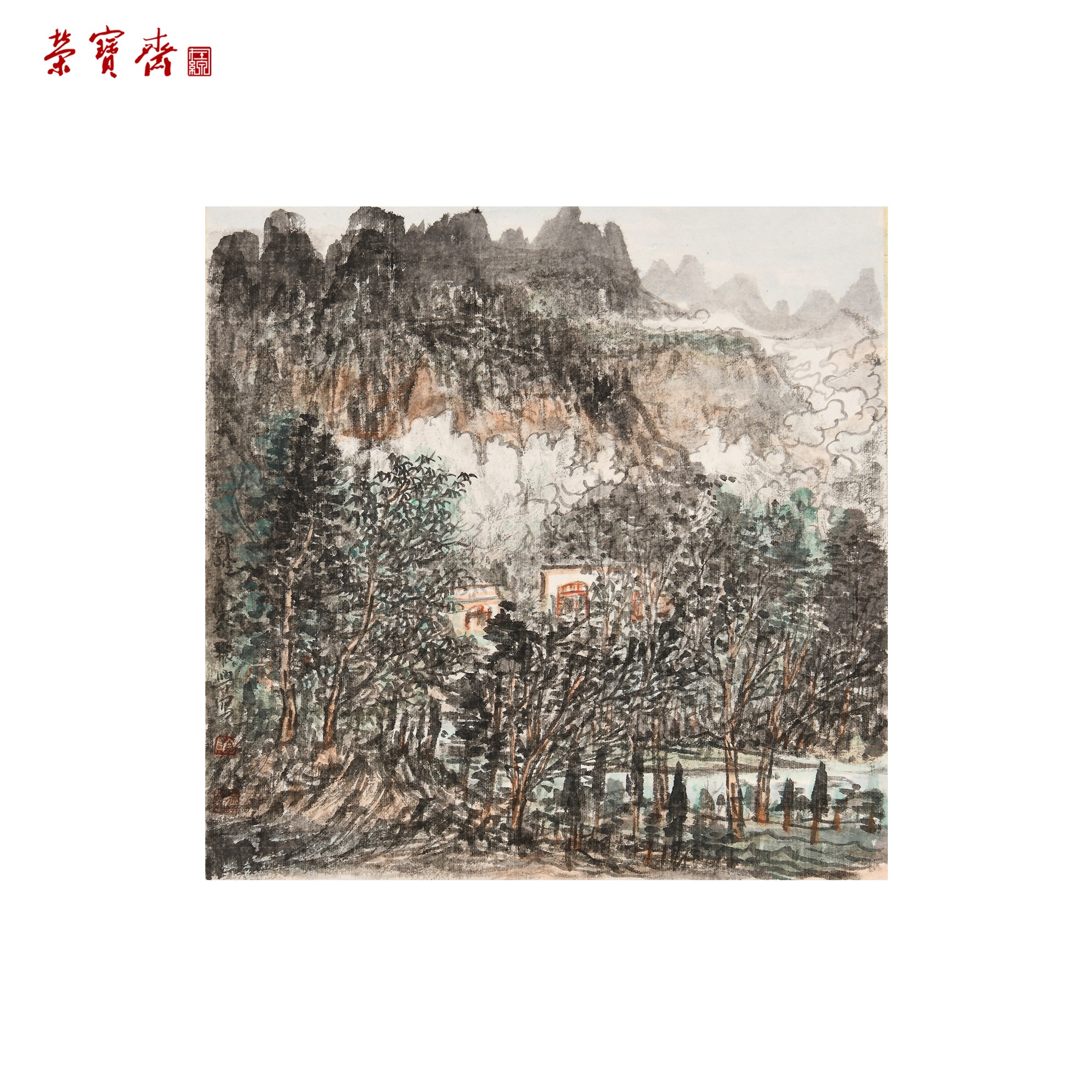 早8（g28228）陶振兴《邙领人家》书画 卡纸 32*32cm