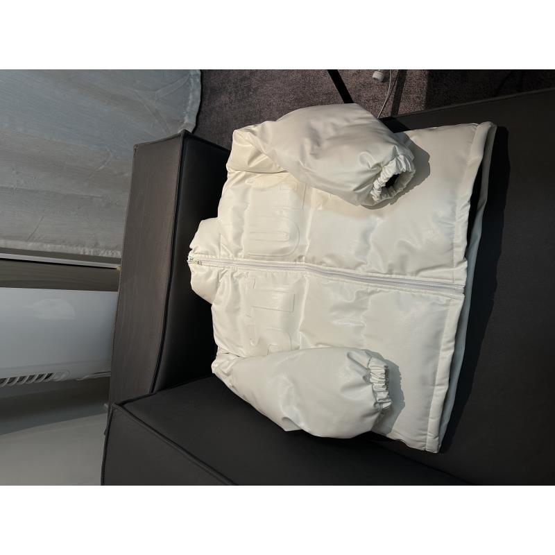 Z294 cleanfit黑色皮面钢印棉服冬季美式高街厚外套立领面包服