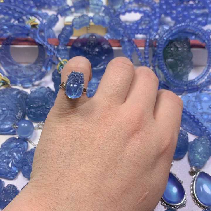 海蓝宝石颈饰银S925镶嵌鲁*西