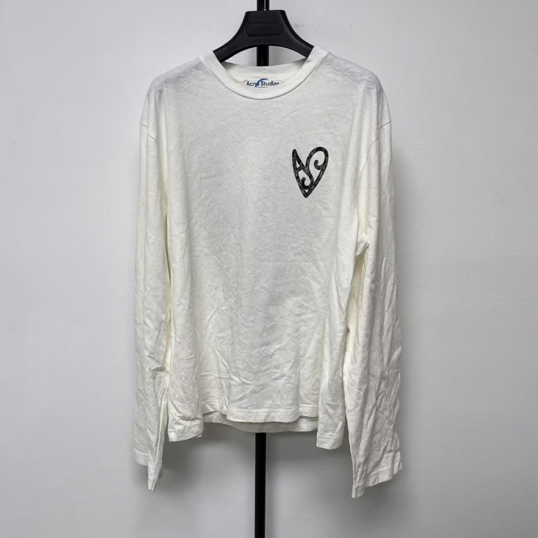 未使用 Acne studio 喷绘心形图案轻质棉宽松圆领落肩长袖03015