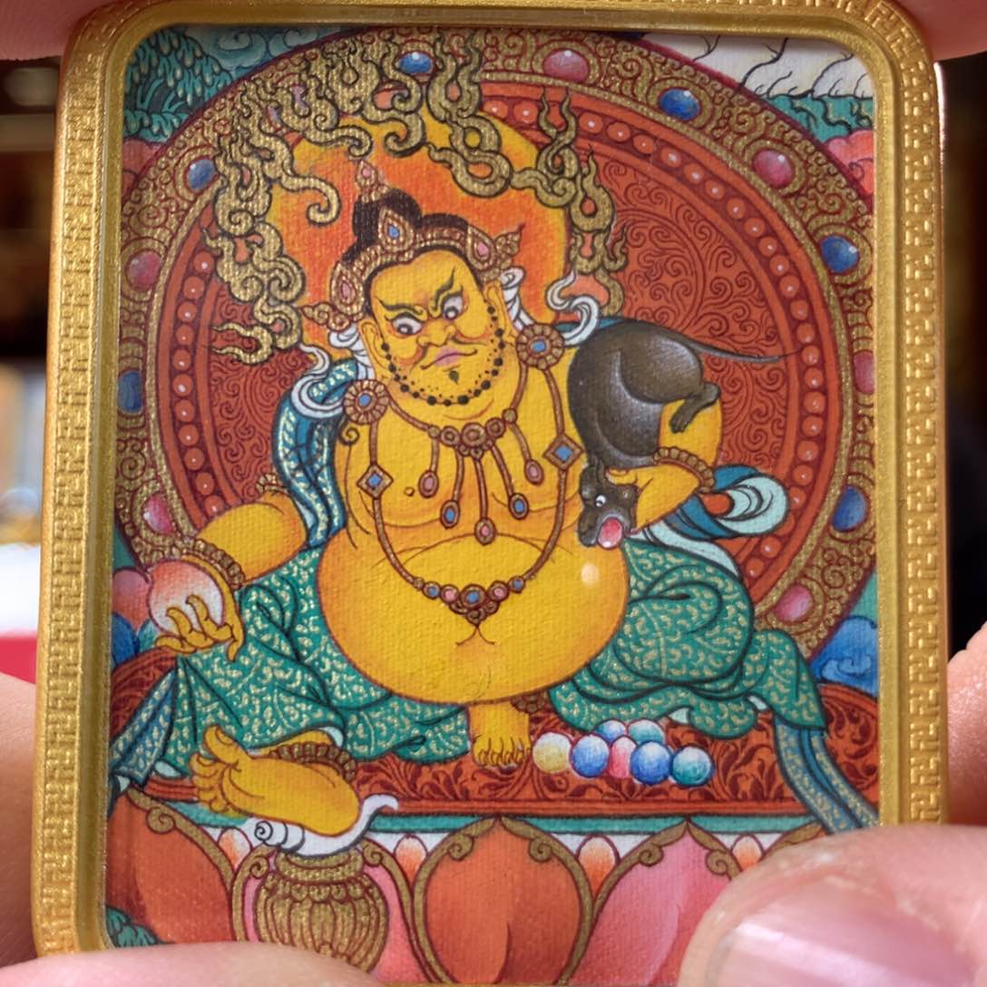 吊坠热贡纯手绘黄财神作品