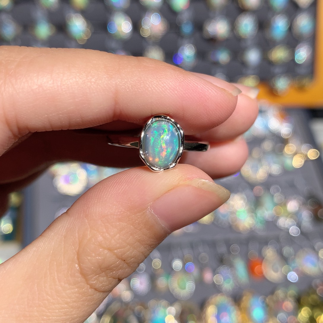 银S925镶嵌欧泊欧泊戒指y